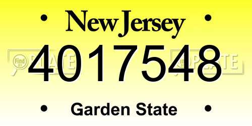 4017548 New Jersey License Plate