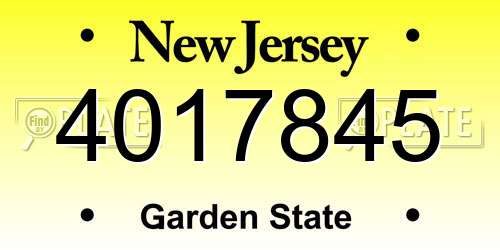 4017845 New Jersey License Plate