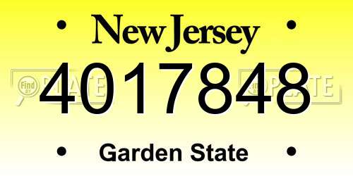 4017848 New Jersey License Plate
