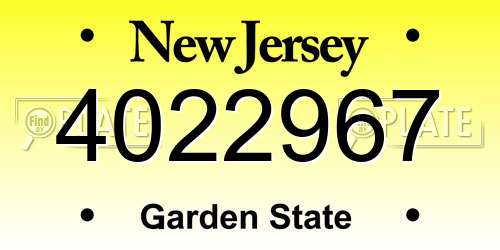 4022967 New Jersey License Plate