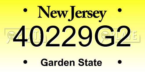 40229G2 New Jersey License Plate