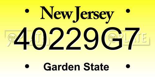 40229G7 New Jersey License Plate