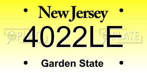 4022LE New Jersey License Plate