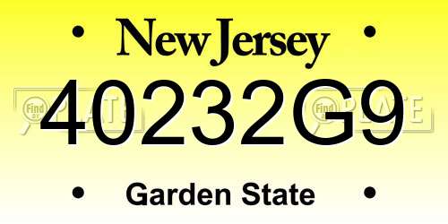 40232G9 New Jersey License Plate