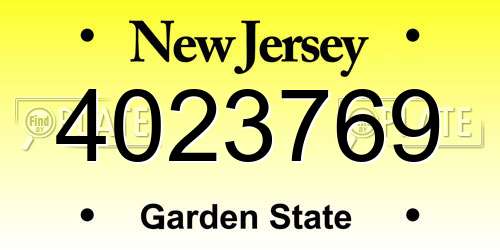 4023769 New Jersey License Plate