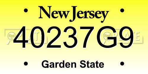 40237G9 New Jersey License Plate