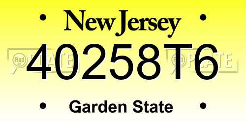 40258T6 New Jersey License Plate