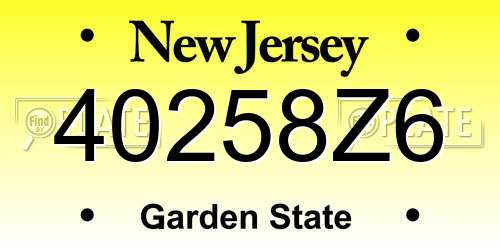 40258Z6 New Jersey License Plate