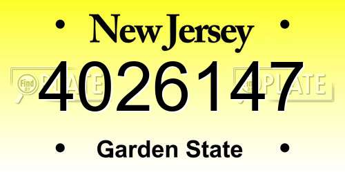 4026147 New Jersey License Plate