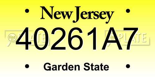 40261A7 New Jersey License Plate