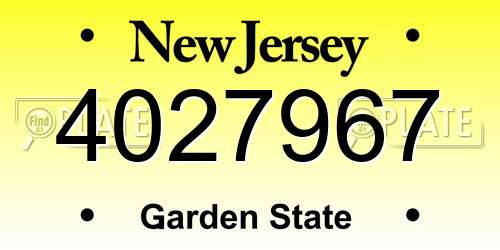 4027967 New Jersey License Plate