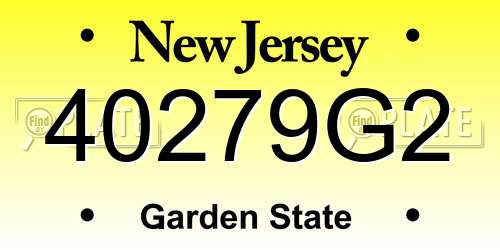 40279G2 New Jersey License Plate