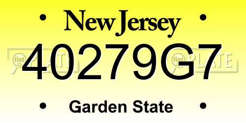 40279G7 New Jersey License Plate
