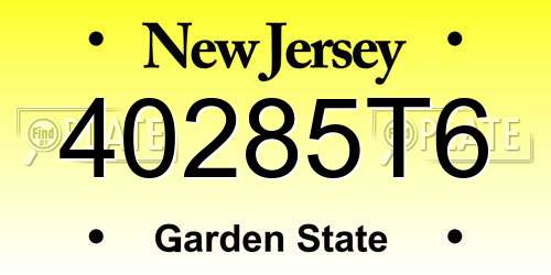 40285T6 New Jersey License Plate