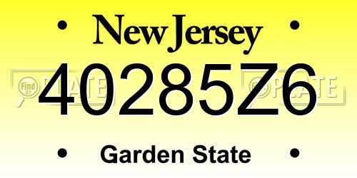 40285Z6 New Jersey License Plate
