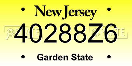 40288Z6 New Jersey License Plate