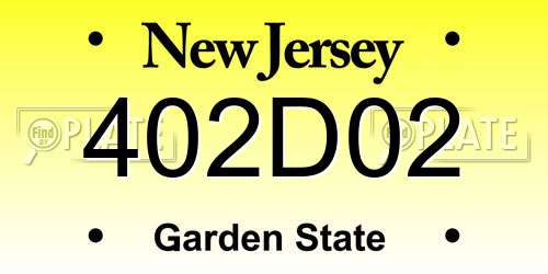 402D02 New Jersey License Plate