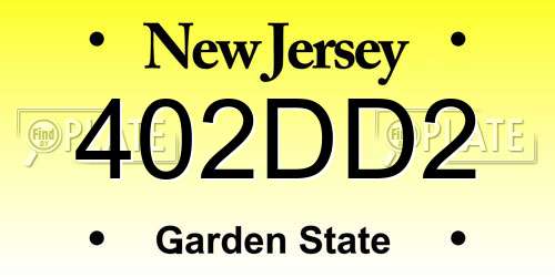 402DD2 New Jersey License Plate