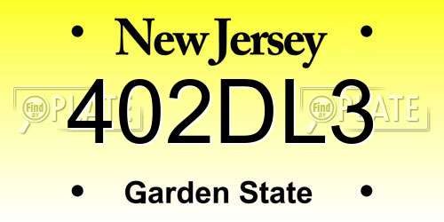 402DL3 New Jersey License Plate