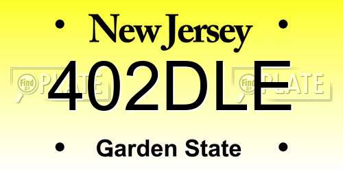402DLE New Jersey License Plate