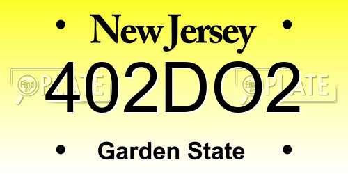 402DO2 New Jersey License Plate