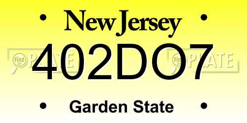 402DO7 New Jersey License Plate