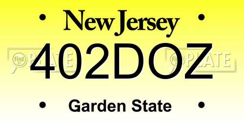 402DOZ New Jersey License Plate