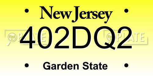 402DQ2 New Jersey License Plate