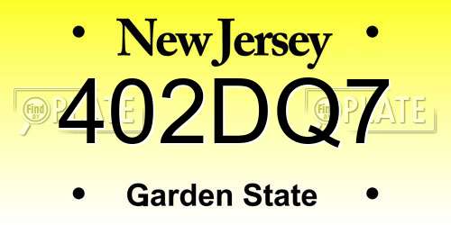 402DQ7 New Jersey License Plate