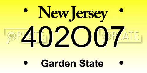 402O07 New Jersey License Plate