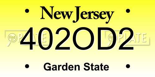 402OD2 New Jersey License Plate