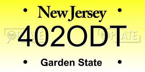 402ODT New Jersey License Plate