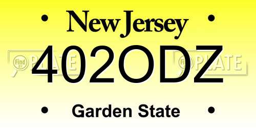 402ODZ New Jersey License Plate