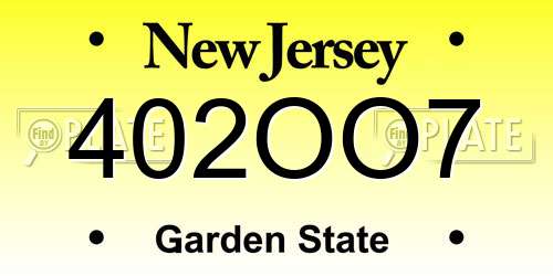 402OO7 New Jersey License Plate