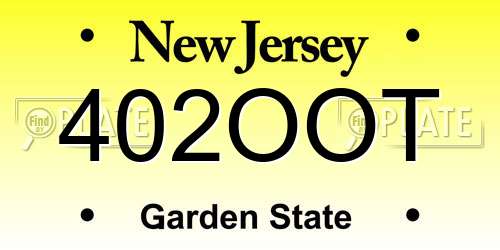 402OOT New Jersey License Plate