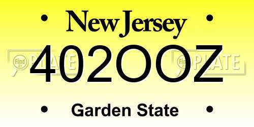 402OOZ New Jersey License Plate
