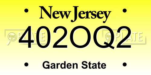 402OQ2 New Jersey License Plate