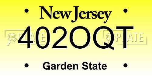 402OQT New Jersey License Plate