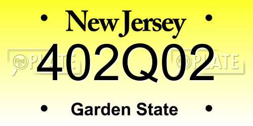 402Q02 New Jersey License Plate
