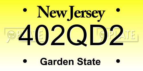 402QD2 New Jersey License Plate