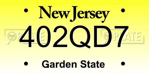 402QD7 New Jersey License Plate