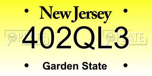 402QL3 New Jersey License Plate