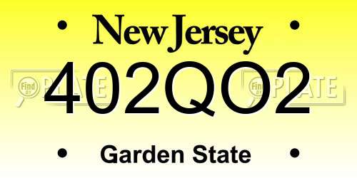 402QO2 New Jersey License Plate