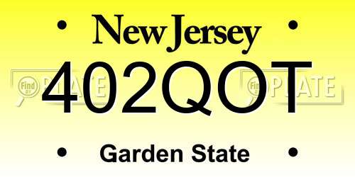 402QOT New Jersey License Plate