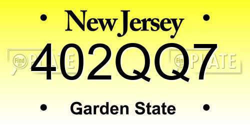 402QQ7 New Jersey License Plate