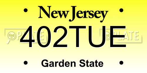 402TUE New Jersey License Plate