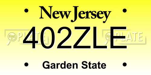 402ZLE New Jersey License Plate