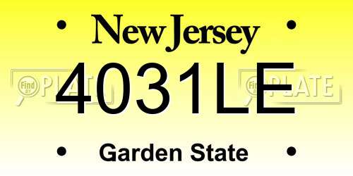4031LE New Jersey License Plate