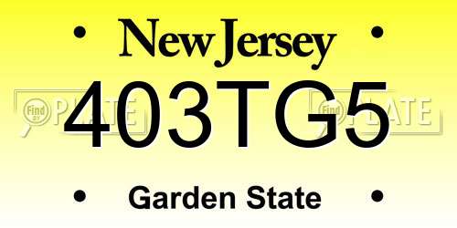 403TG5 New Jersey License Plate