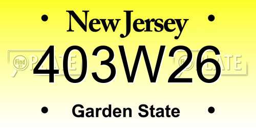 403W26 New Jersey License Plate